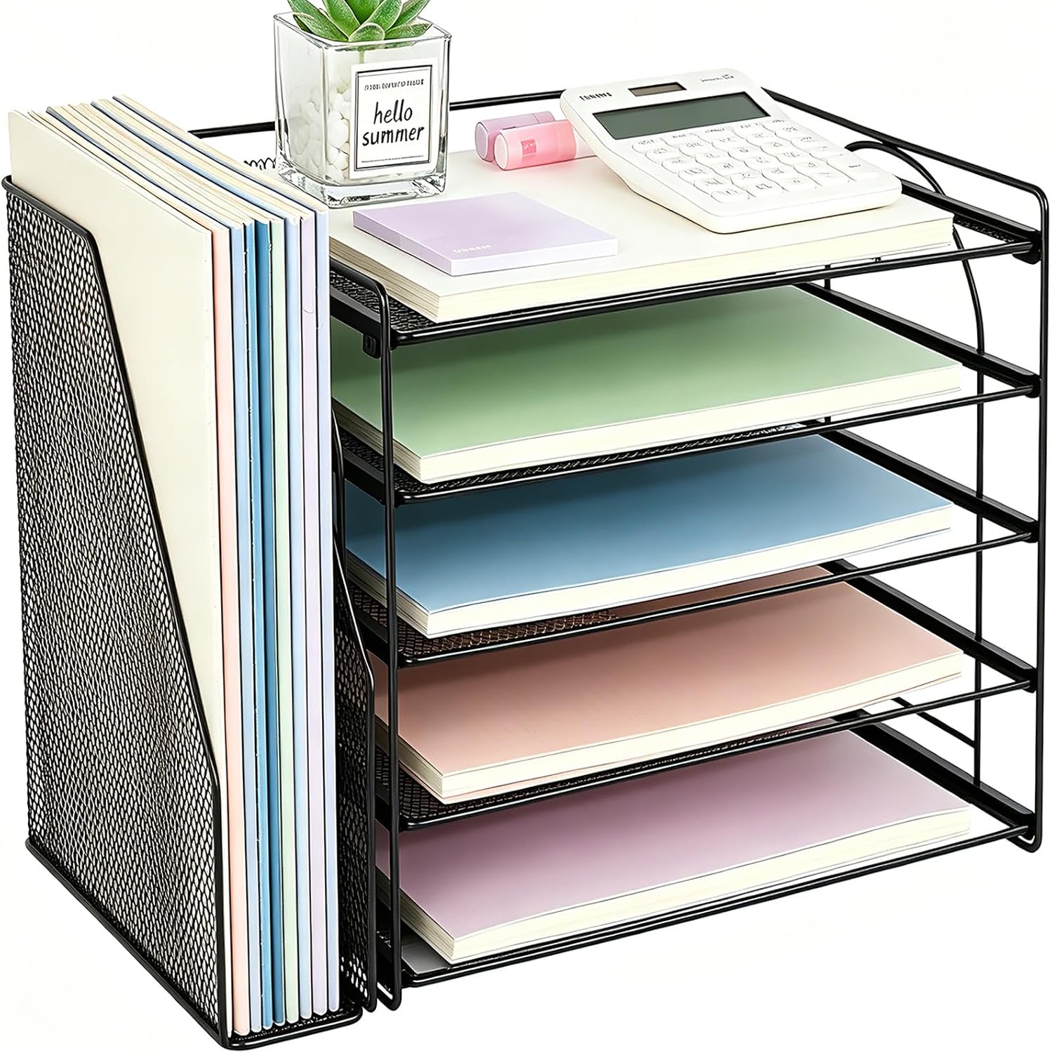 Magazine File Holder - 5-Tier Desk Organizer with Magazine Holder,