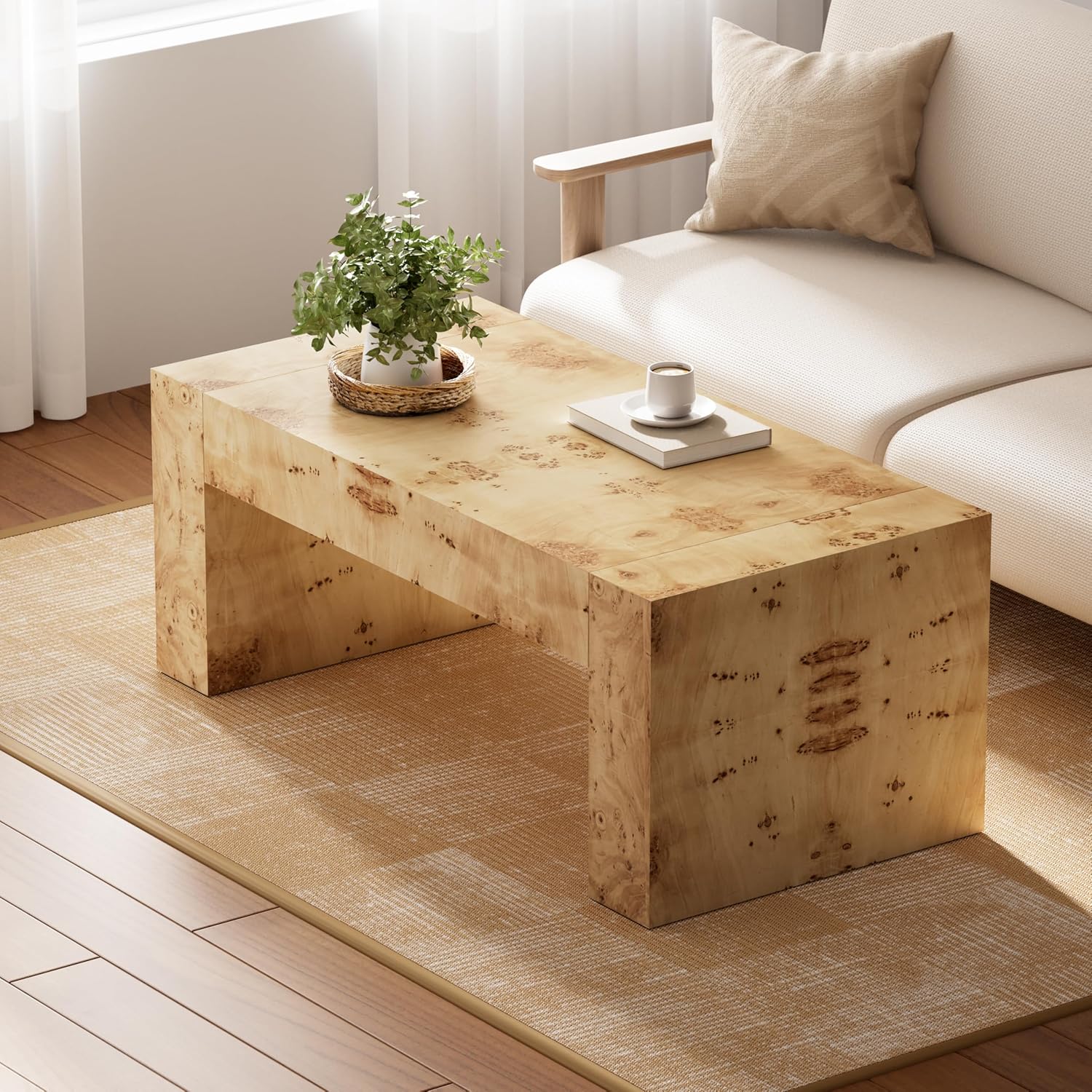 Office Furniture Center - Burl Finish Modern Coffee Table -