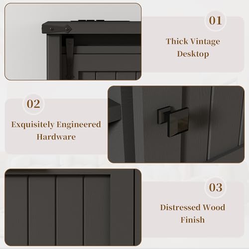 File Cabinet Lateral - Black Vintage-Style 2-Drawer Lateral File Cabinet