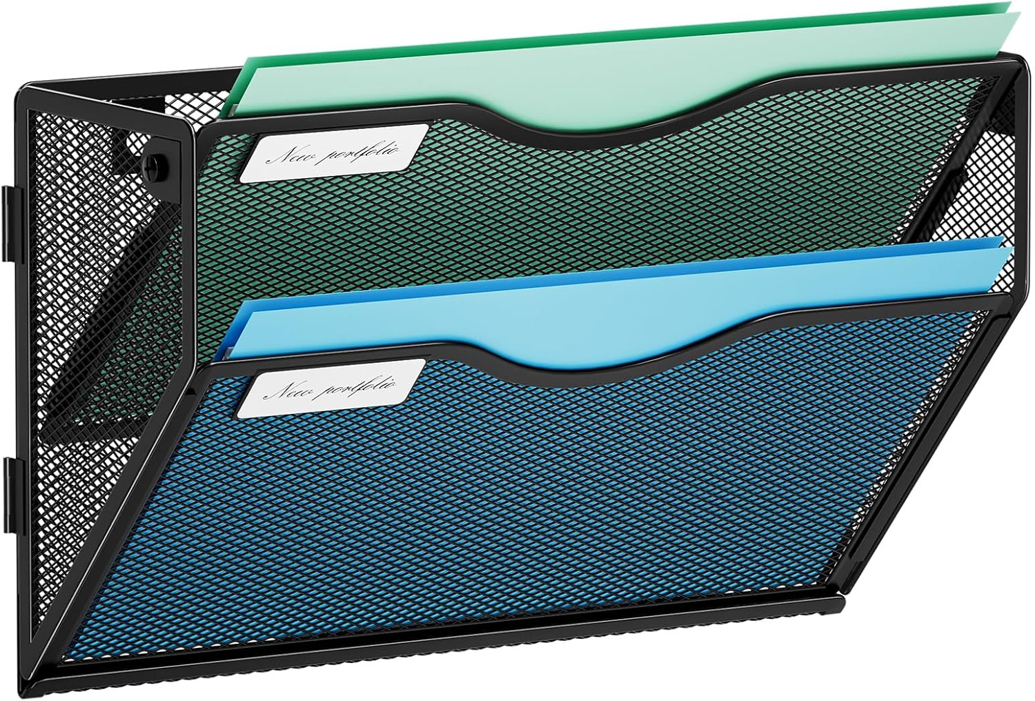 Magazine File Holder - 2-Tier Wall File Holder, Mesh Organizer