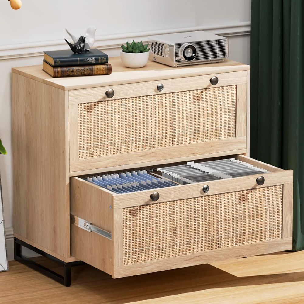 File Cabinet Lateral - Oak Wood Lateral File Cabinet with