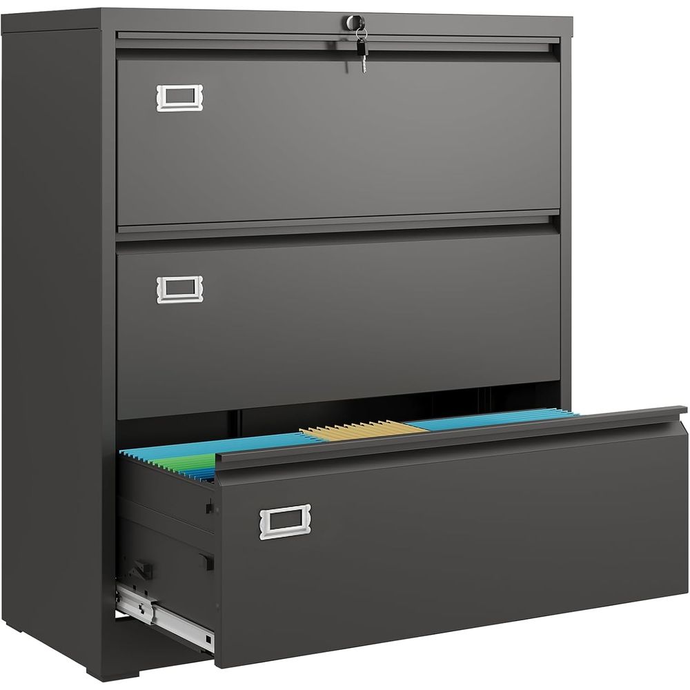 File Cabinet Lateral - Wide Lateral Filing Cabinet with Lock