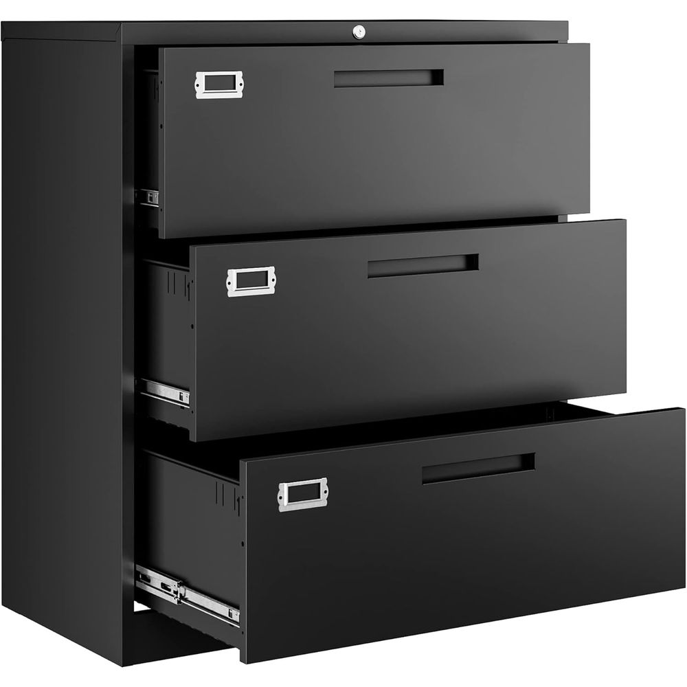 Black Lateral 3 Drawer Locked  - File Cabinet Lateral recensie en prijs