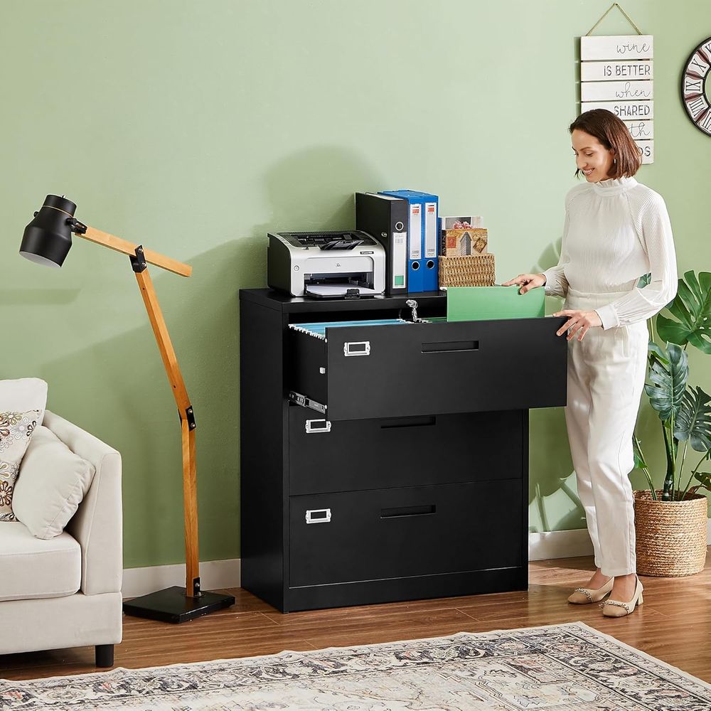 Black Lateral 3 Drawer Locked  - File Cabinet Lateral recensie en prijs