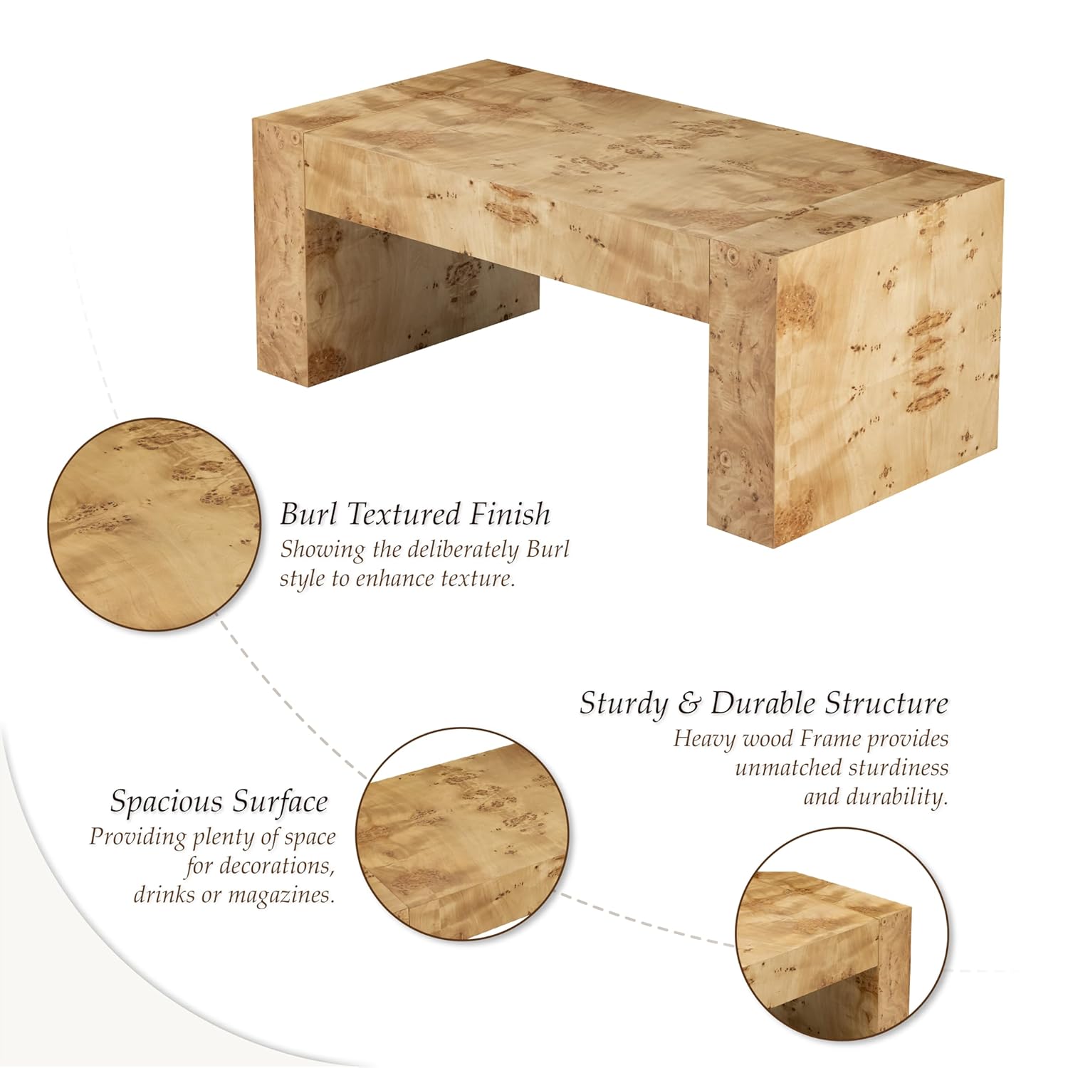 Burl Finish Modern Coffee Tabl - Office Furniture Center recensie en prijs