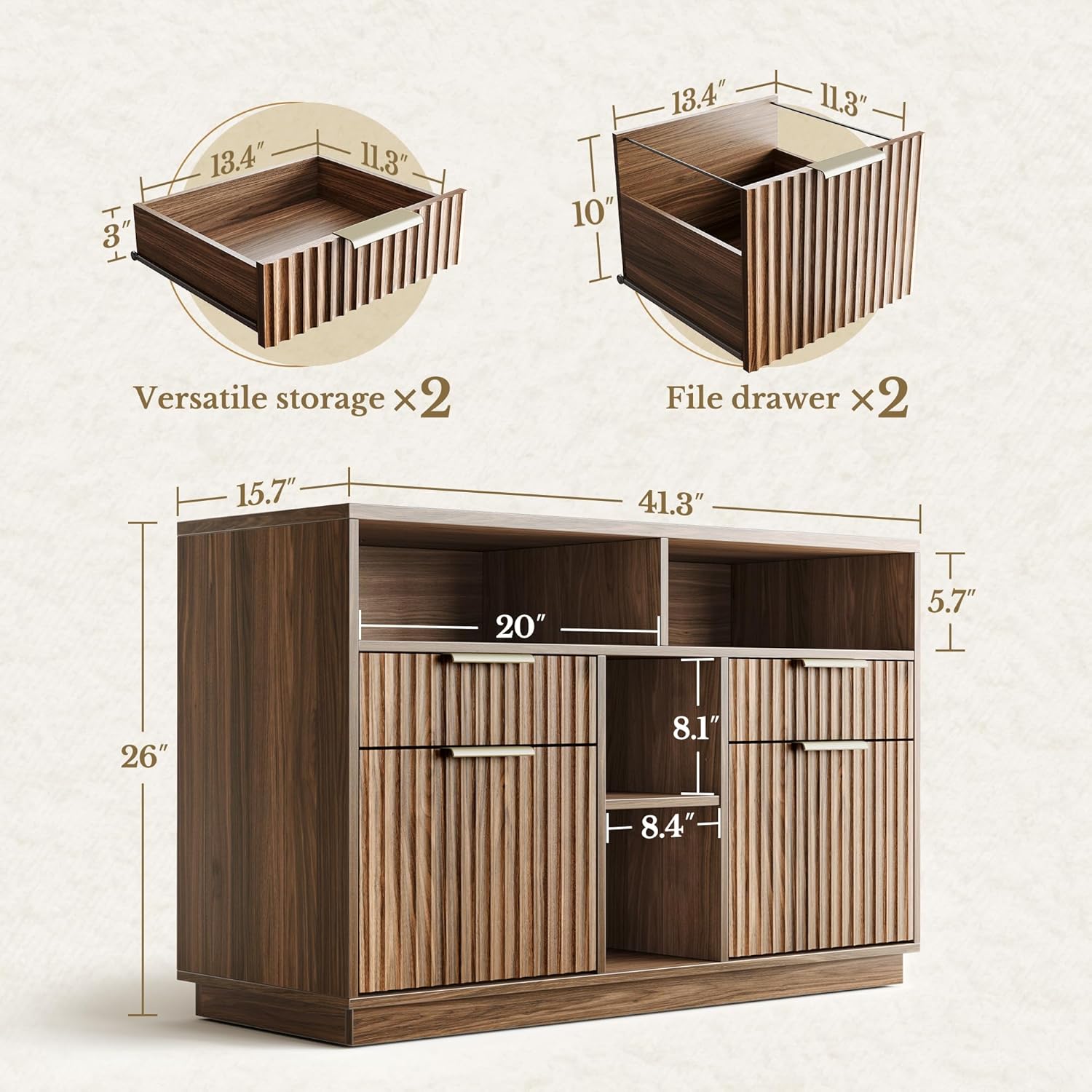4 Drawer File Cabinet, Fluted  - File Cabinet Lateral recensie en prijs