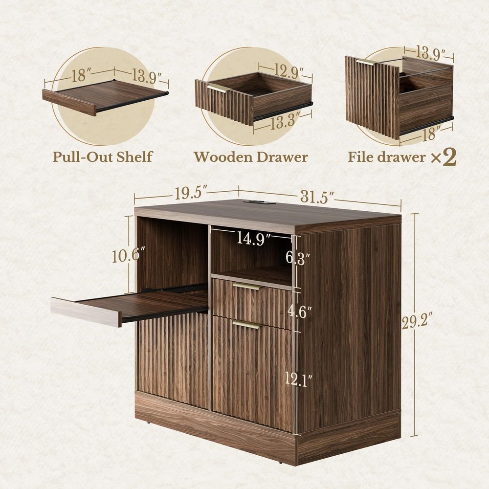 Drawer File Cabinet, Fluted Wo - File Cabinet Lateral recensie en prijs