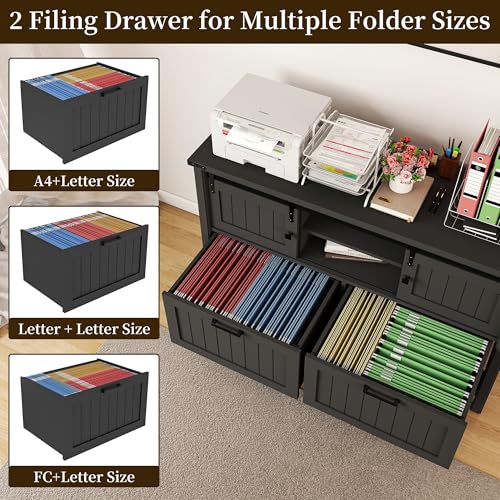 Black Vintage-Style 2-Drawer L - File Cabinet Lateral recensie en prijs