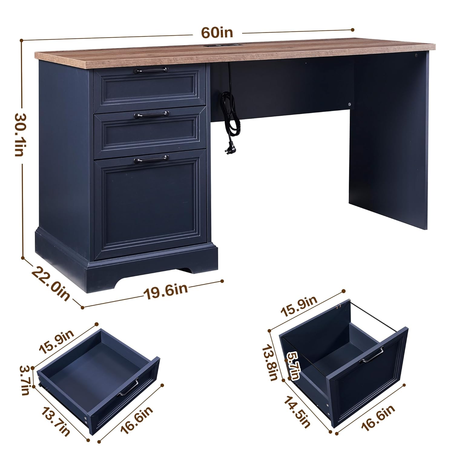 60in Farmhouse Executive Desk  - Office Furniture Filing Cabinets recensie en prijs